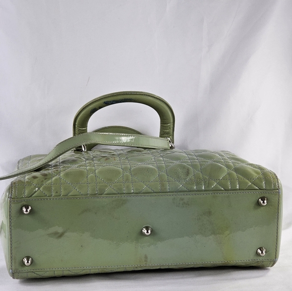 CHRISTIAN DIOR Patent Cannage  Lady Dior Mint Green - Picture 3 of 8